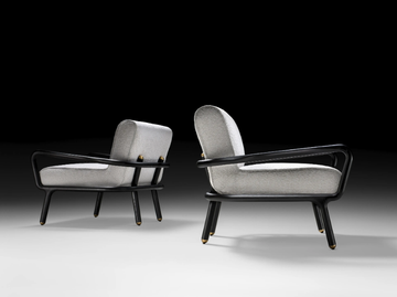 GIRÒ - Ash and fabric armchair with armrests by Black Tie - view 3